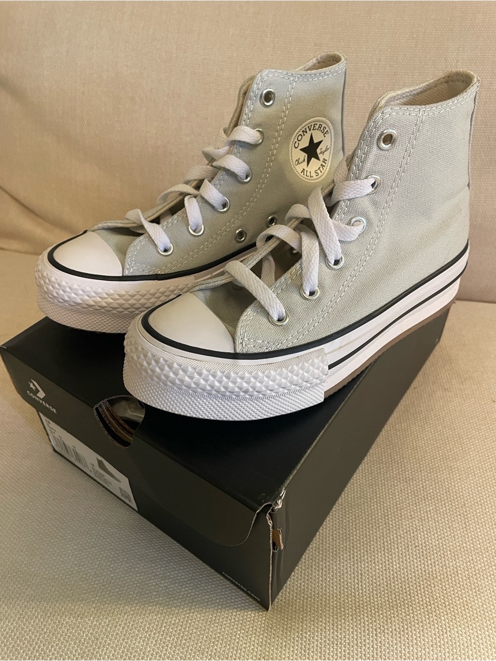 Converse Kids Chuck Taylor ALLSTAR High Top Sneakers- Rainwashed Grey/White